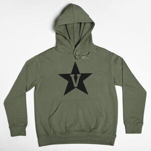 NEW Vanderbilt Commodores Star V Pullover Fleece Hoodie MILITARY ARMY GREEN